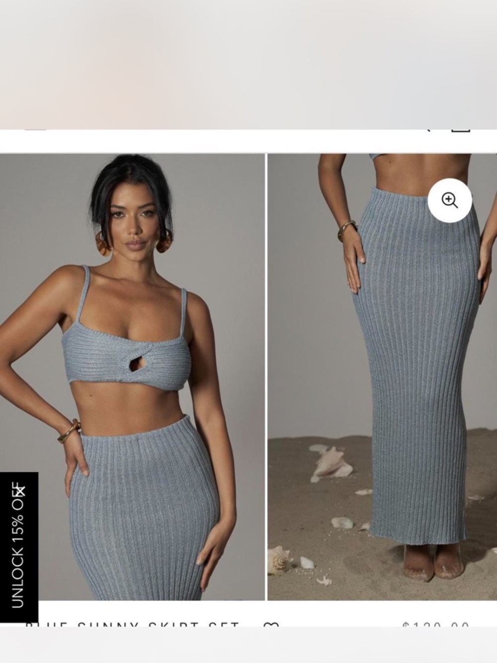 JLUXLABEL Light Blue Ribbed Maxi Skirt